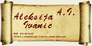 Aleksija Ivanić vizit kartica